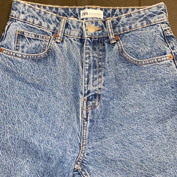 Zara Size 4 Washout Ankle Crop High Rise Denim Jeans - Picture 6 of 14